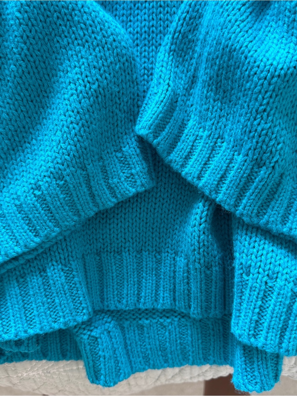 Teal Turquoise Cowl Funnel High Neck Cozy Knit Sweater - Picture 4 of 5